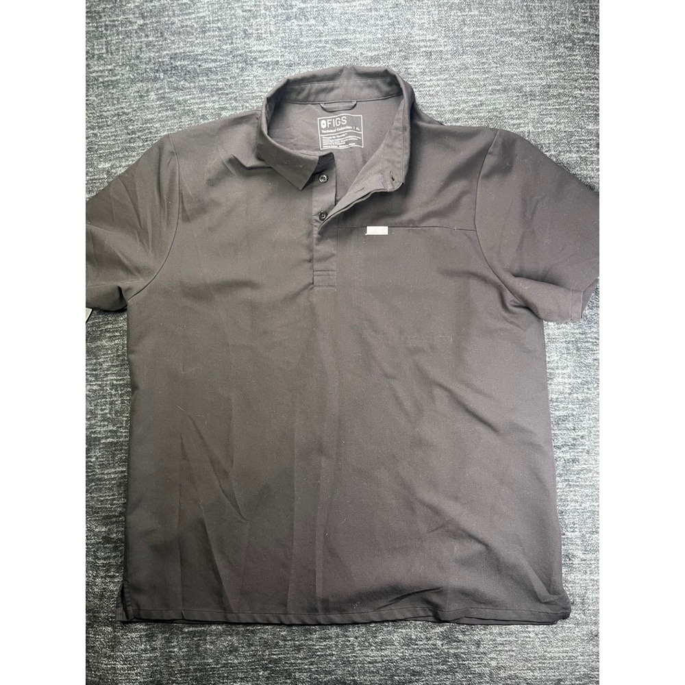 FIGS Polo Shirt Mens XL Black Technical Collection Short Sleeve Chest Pocket